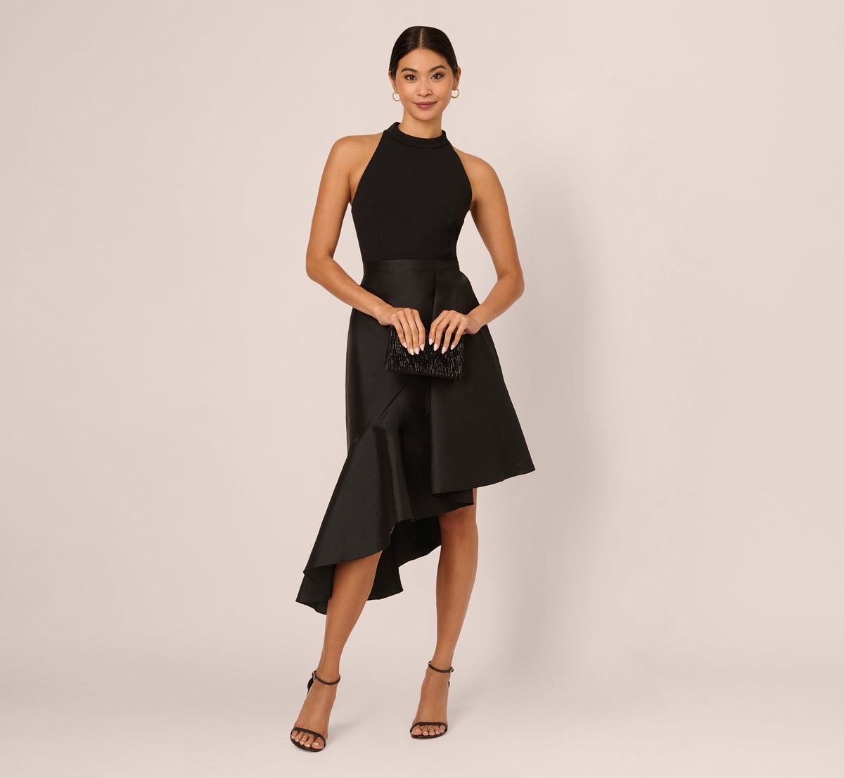ADRIANNA PAPELL MOCK NECK CUT IN COCKTAIL DRESS