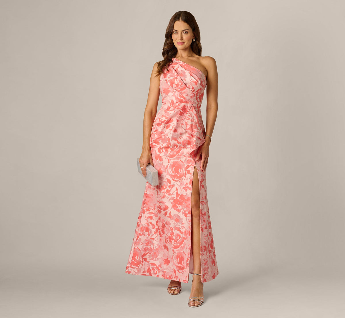 ADRANNA PAPELL ONE SHOULDER JACQUARD