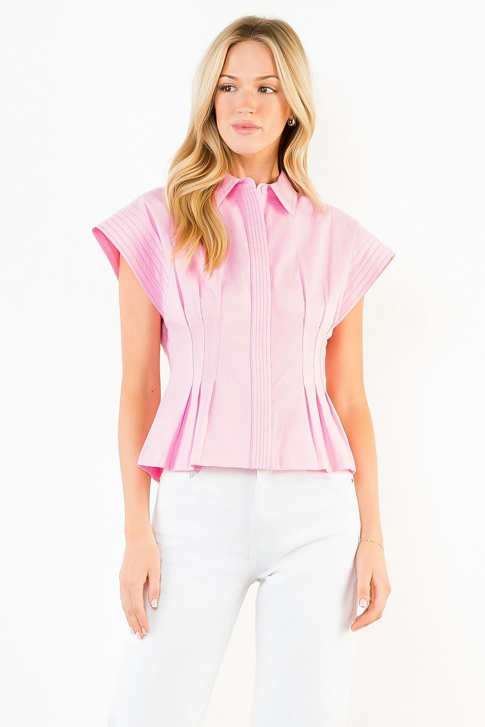 THML BUTTON DOWN COLLARED TOP