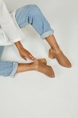 INTENTIONALLY BLANK CAPS CLOSED TOE WOOVEN HEEL
