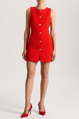 ALICE + OLIVIA CAD BTN FRONT SHIFT MINI DRESS