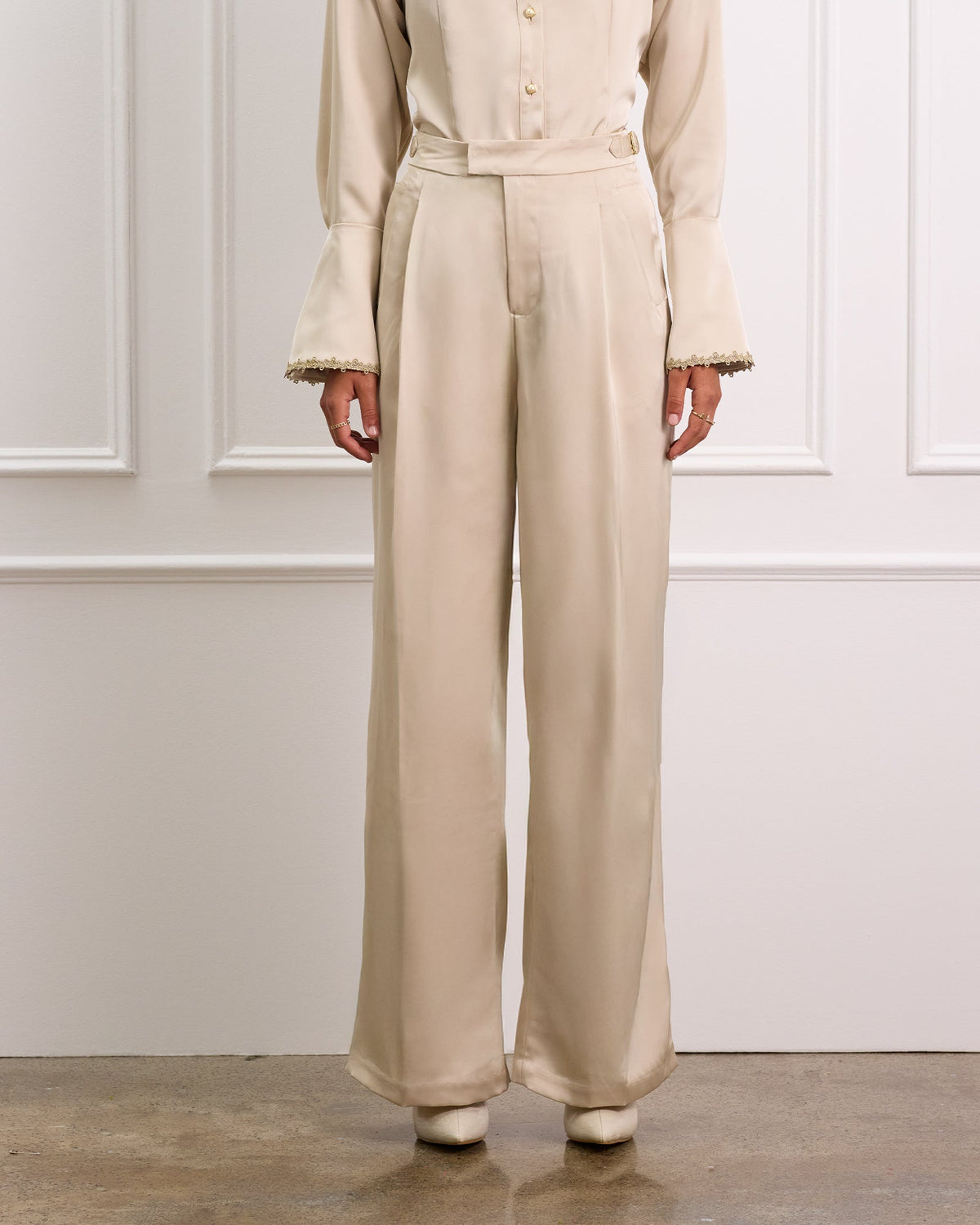 AQUA BLUE CHLOE SATIN PANT