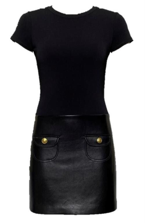 ALICE + OLIVIA CHARA LEATHER POCKET DRESS