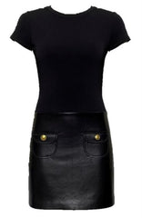 ALICE + OLIVIA CHARA LEATHER POCKET DRESS