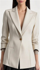 ALICE + OLIVIA BURNS FITTED ROLL CUFF BLAZER