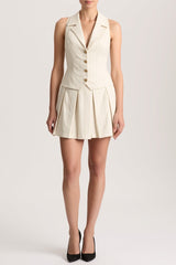 ALICE + OLIVIA ALICIA VEST DRESS W PLEAT SKIRT