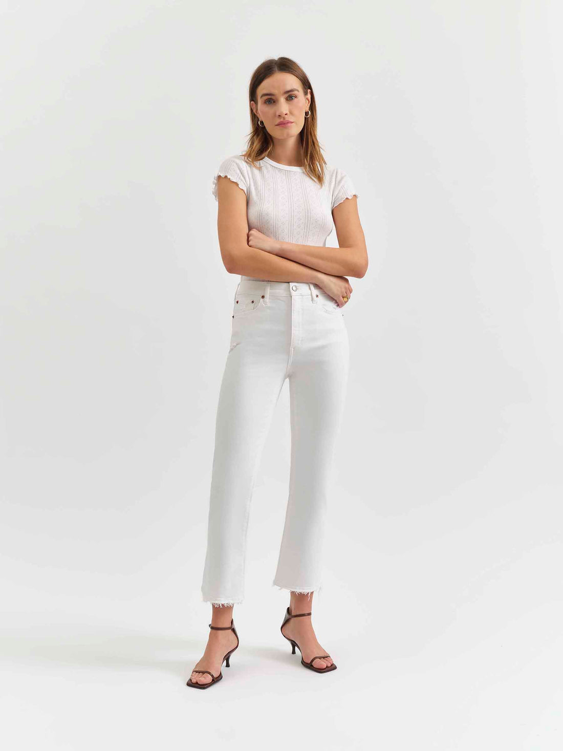 DAZE SHY GIRL HIGH RISE CROP FLARE NEW