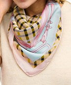 GS CHAIN PLAID SILKY BANDANA SCARF