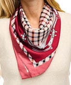 GS CHAIN PLAID SILKY BANDANA SCARF
