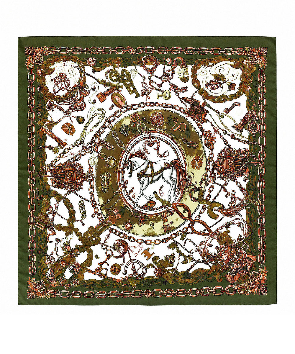 GS HORSE AND CHAIN PRINT SILKY BANDANA