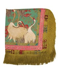 GS CRANE PRINT FRINGE SCARF