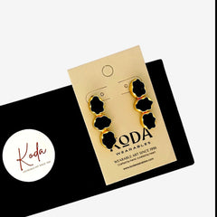 KODA DRUZY 3 STONE DROP EARRING