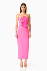ELLIATT LAURENTIA STRAPLESS COLUMN MIDI DRESS
