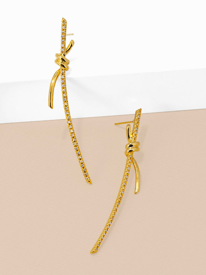 ZENZII PAVE KNOTTED CRISS CROSS DROP EARRING