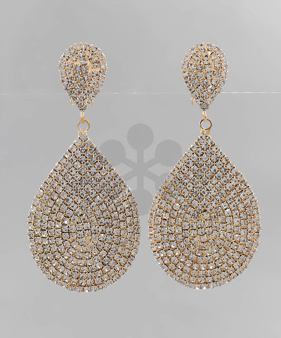 GS TEARDROP CRYSTAL CLIP EARRING