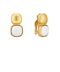 GS CRYSTAL & SQUARE CLIP EARRING
