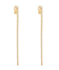 GS PAVE CRYSTAL CLIP ON LONG EARRINGS