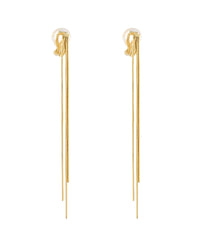 GS FRINGE CHAIN CLIP ON LONG EARRINGS
