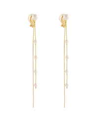 GS FRINGE CHAIN W PEARL CLIP ON LONG EARRINGS