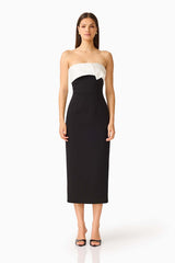 ELLIATT ELUSIA SATIN CONTRAST MIDI DRESS