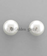 GS ROUND 12 MM PEARL POST EARRING