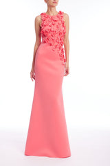 BADGLEY MISCHKA 3D FLORAL RACEER BACK GOWN