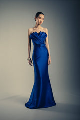 BADGLEY MISCHKA STRAPLESS ORIGAMI GOWN