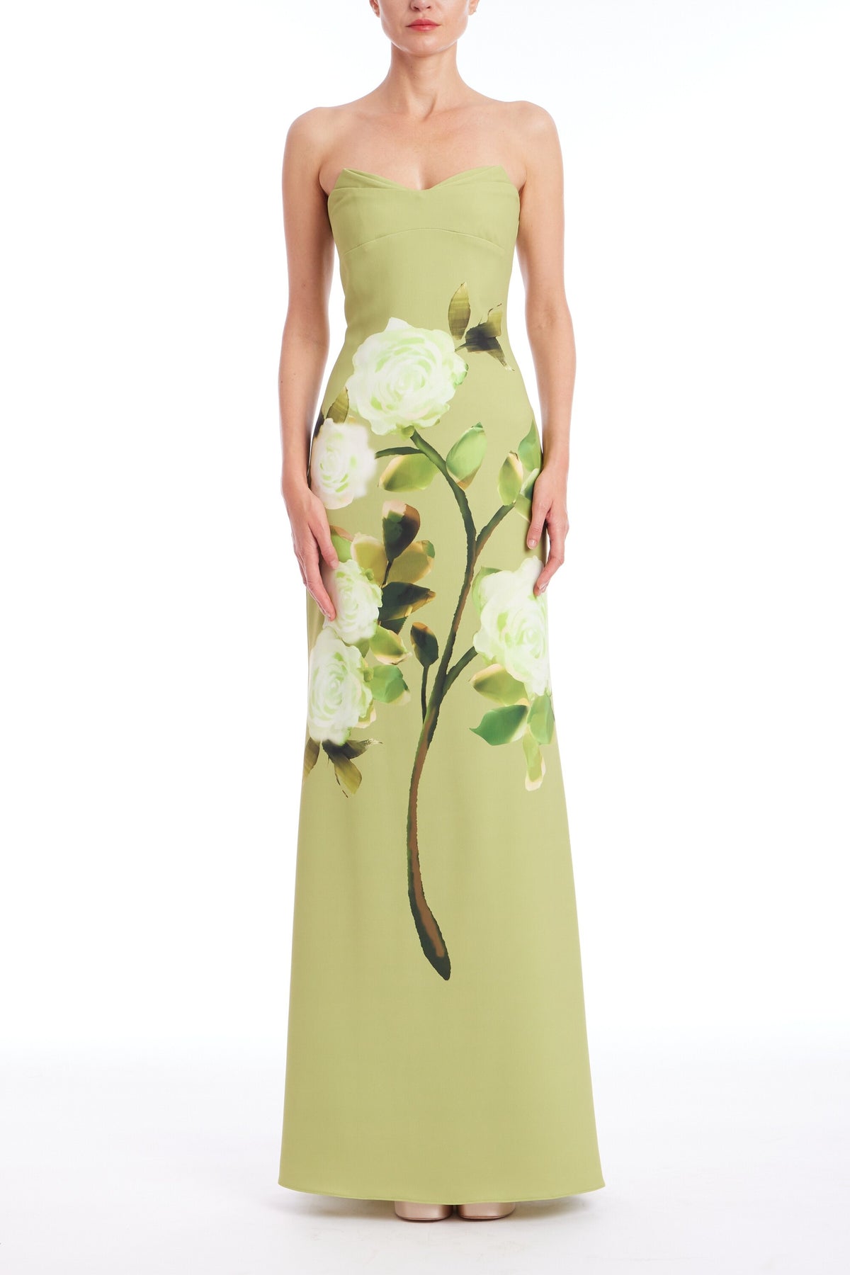 BADGLEY MISCHKA STRAPLESS PLACEMENT GOWN