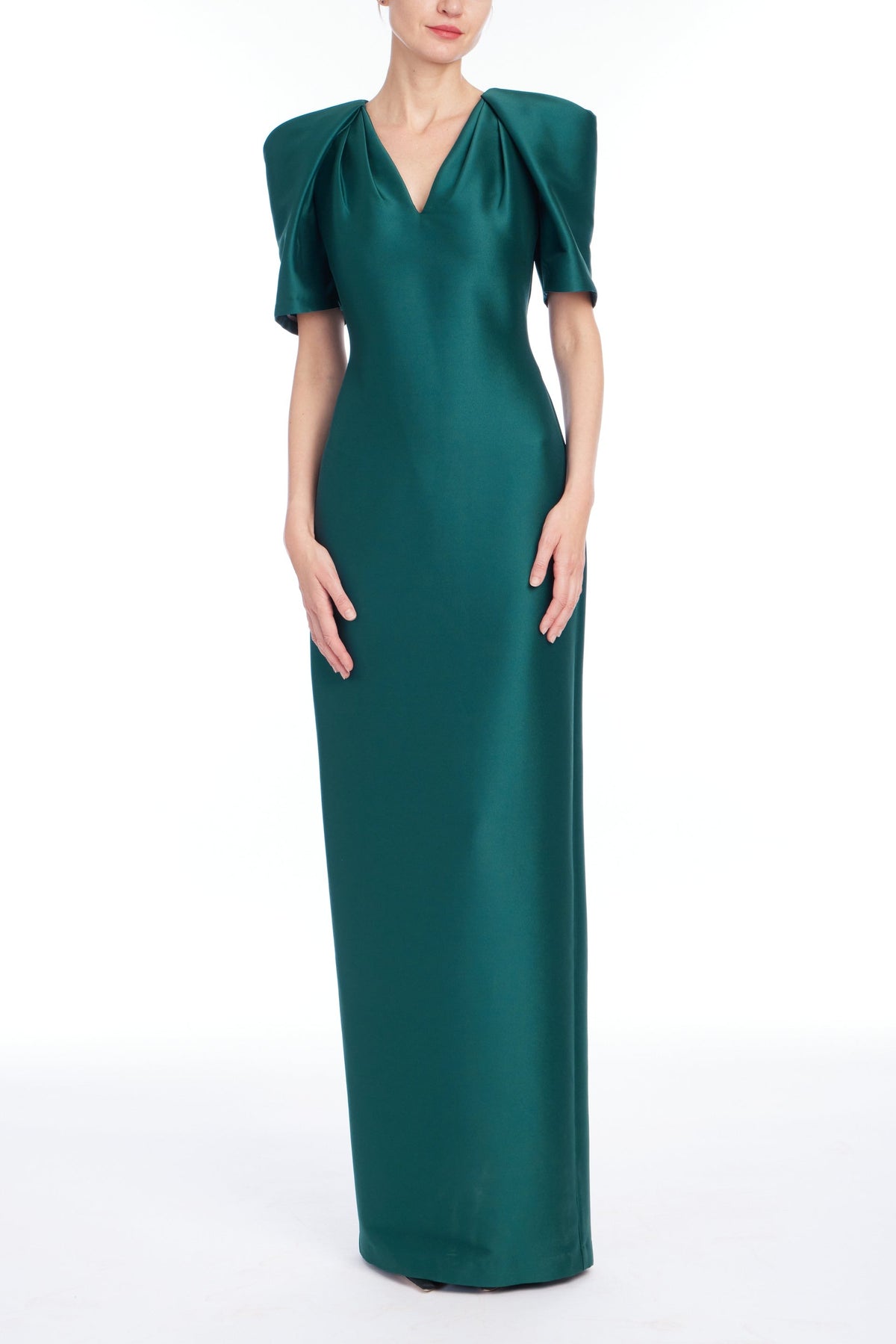BADGLEY MISCHKA V NECK SLEEVE GOWN
