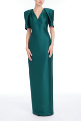 BADGLEY MISCHKA V NECK SLEEVE GOWN