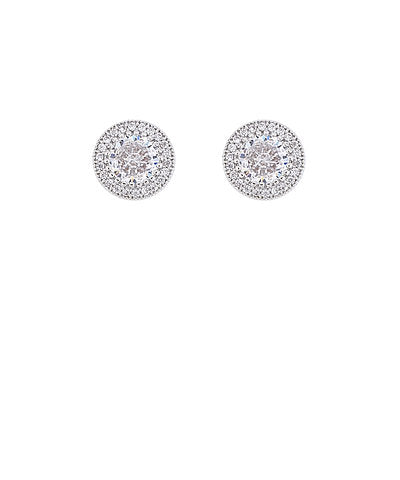 GS ROUND CZ W CZ PAVED TRIM BRASS POST EARRING