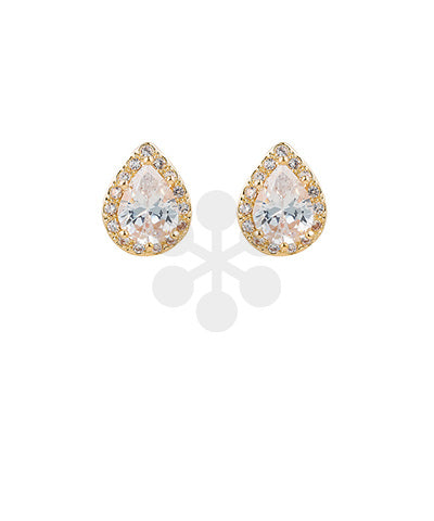 CZ T DROP STUD EARRINGS