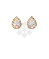 CZ T DROP STUD EARRINGS