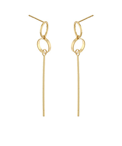 GS BRASS CIRCLE LINKED BAR EARRINGS