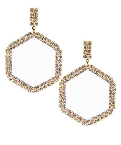 GS CRYSTAL HEXAGON EARRINGS