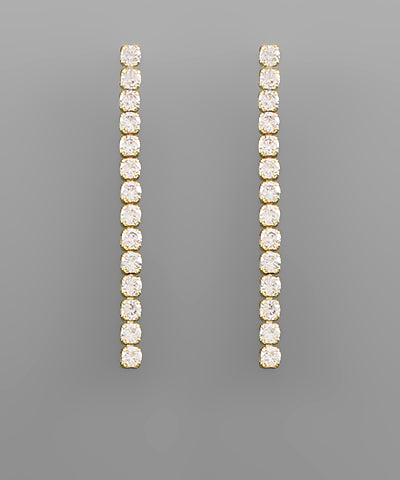 GS 3MM CZ ROW DROP EARRING