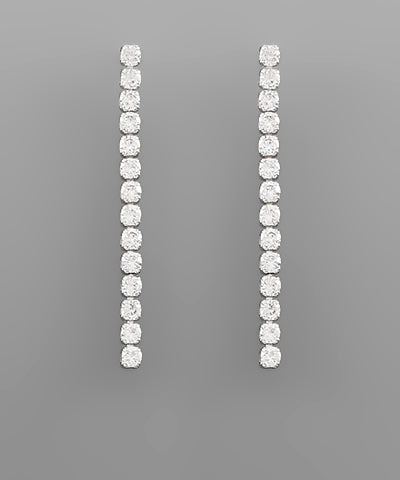 GS 3MM CZ ROW DROP EARRING