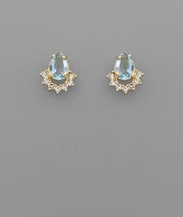 GS CRYSTAL TRIM TEARDROP STUD EARRINGS