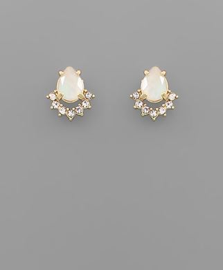 GS CRYSTAL TRIM TEARDROP STUD EARRINGS