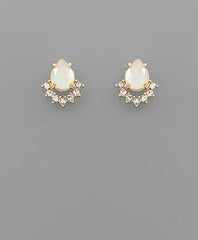 GS CRYSTAL TRIM TEARDROP STUD EARRINGS
