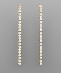 GS 3MM CZ ROW 3" DROP EARRING
