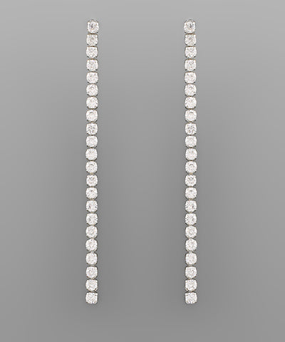 GS 3MM CZ ROW 3" DROP EARRING