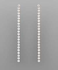 GS 3MM CZ ROW 3" DROP EARRING
