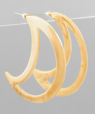 GS MOON RESIN HOOP EARRING