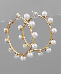 GS CREAM AND GOLD PEARL HOOP