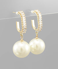 GS 18MMM PEARL DANGLE & CRYSTAL EARRING