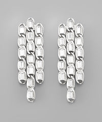 GS 3 ROW CRYSTAL CHAIN EARRING
