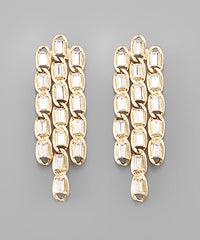 GS 3 ROW CRYSTAL CHAIN EARRING