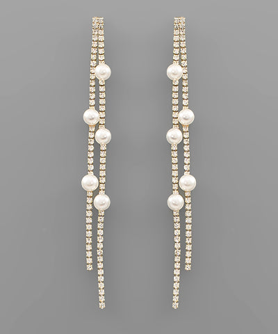 GS PEARL & PAVE DROP EARRING