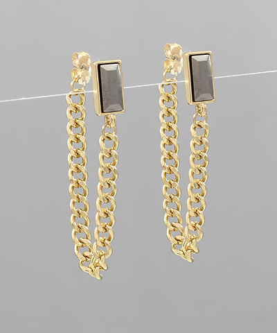 GS CRYSAL & CHAIN EARRING